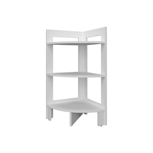 English Elm Gisela Modern Corner Shelf Three-Tier Space-Saving Display Unit for Books Decor and Storage White 34.2 L x 16.9 W x 2.8 H B128P237170