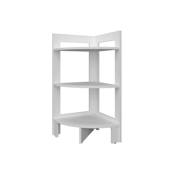 English Elm Gisela Modern Corner Shelf Three-Tier Space-Saving Display Unit for Books Decor and Storage White 34.2 L x 16.9 W x 2.8 H B128P237170