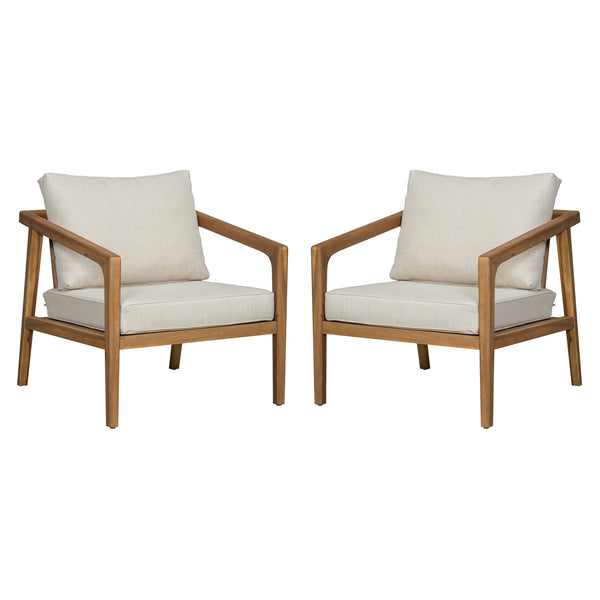 English Elm Christopher Knight Home® - Westin Elegant Acacia Wood Club Chair Set Of 2 With Removable Cushions For Stylish Outdoor Comfort N775P239512N