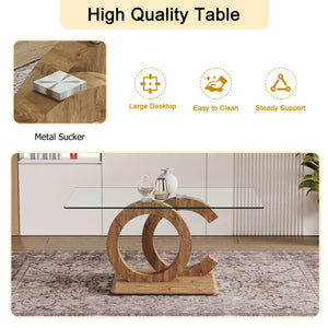 English Elm Large Modern Minimalist Rectangular Glass Dining Table For 6-8 People - Stylish & Durable Design W1151S04021