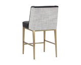 Joplin Bar/Counter Stool - Antique Brass, Milliken Charcoal / Vera White Pepper 111643  Sunpan