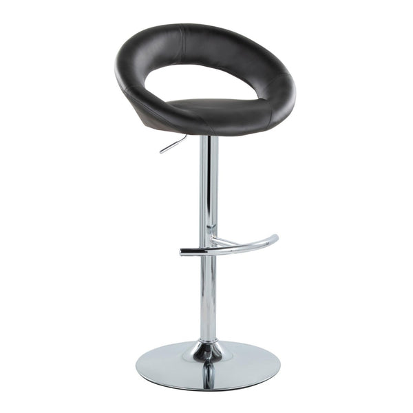 English Elm Posh Adjustable Barstool Set Of 2 With Chrome Base & Black Faux Leather - Stylish Swivel Comfort B202S00997-GIGA