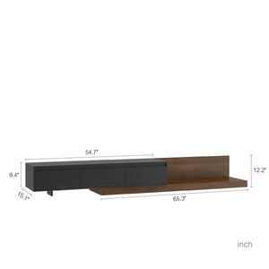 English Elm Modern Low Profile Media Cabinet with Led Lighting and Wood Storage for Living Room W1321P400994