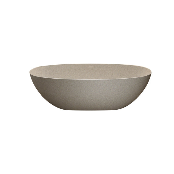 English Elm 71'' Resin Stone Freestanding Soaking Tub Sculptural Spa Bath with Polished Solid Surface W2753P425825