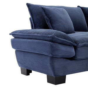 English Elm Corduroy Stylish Sleeper Sofa Loveseat with Dual-Layer Cushions & Two Support Pillows, Sturdy Frame Blue W676P184142