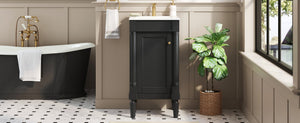 English Elm 18" French Style Vanity with Ceramic Sink Soft Close Door and Adjustable Shelf Black N710P415332B