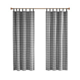 Madison Park Anaheim Casual Plaid Faux Leather Tab Top Curtain Panel with Fleece Lining MP40-8276 Grey