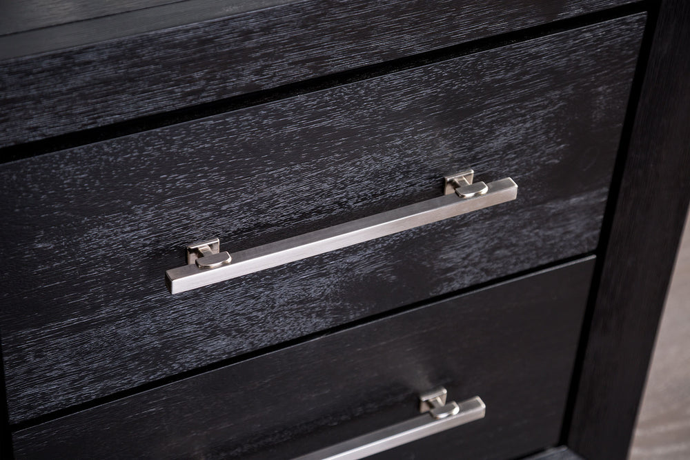 English Elm Contemporary Black Nightstand Chrome Legs Usb Charging Dovetail Drawer Bedroom Storage B2741P433357