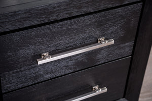 English Elm Contemporary Black Nightstand Chrome Legs Usb Charging Dovetail Drawer Bedroom Storage B2741P433357