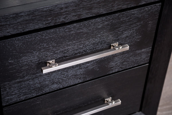 English Elm Contemporary Black Nightstand Chrome Legs Usb Charging Dovetail Drawer Bedroom Storage B2741P433357