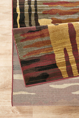 English Elm Joy Abstract Stripe Low Pile Area Rug Bold Multi Color Accent for Living Room B186P452310