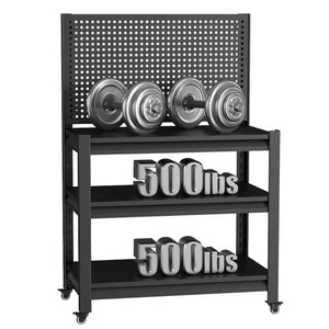English Elm Storage Shelves Heavy Duty Metal Garage Rack with Pegboard Panels and Adjustable Tiers T5667P454733