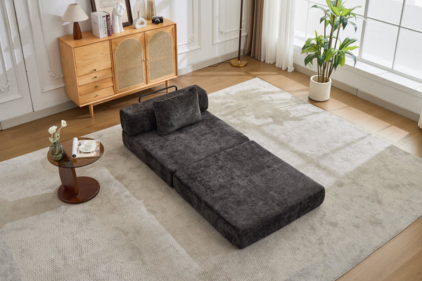 English Elm Compression Convertible Floor Sofa Bed - Versatile Modular Seating & Sleeping Solution In Black W3723P345653