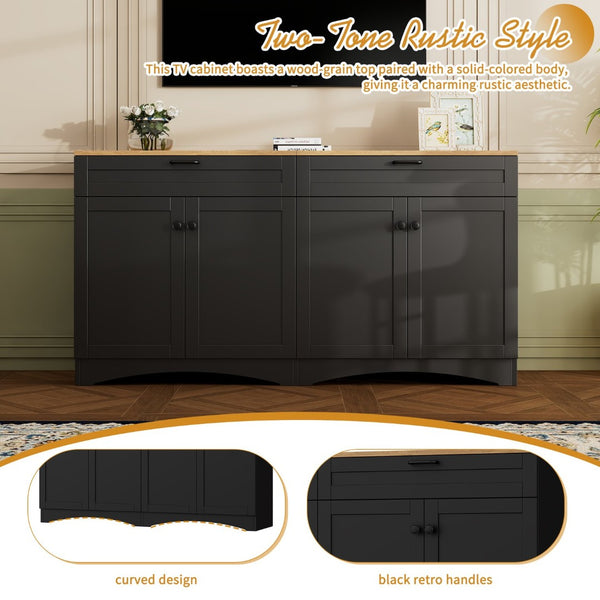 English Elm On-Trend 3-Piece Farmhouse Entertainment Center For Tvs Up To 70” - Versatile Storage & Display Unit N721S000045B-GIGA