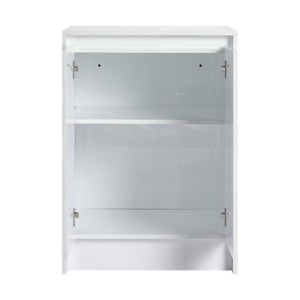 English Elm 24" Freestanding Bathroom Storage Cabinet With Soft-Close Doors, Adjustable Shelves & Glossy Finish W999P312106
