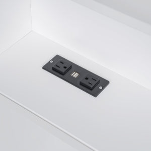 English Elm Full Size Wooden Led Platform Bed With Trundle, Storage Headboard, Usb Ports, And Drawers In White N820S10009K