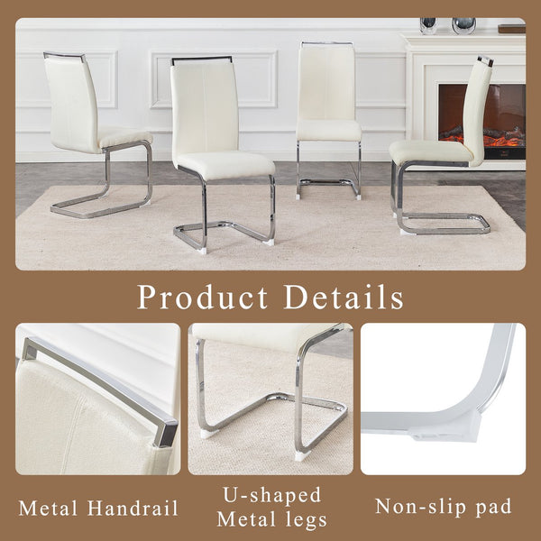 English Elm Luxury Plush Dining Chair with Silver Metal Bow Legs, Granular Velvet Comfort and Anti-Slip Feet White+Silver 38.5 L x 18.3 W x 19.3 H W1512P385613