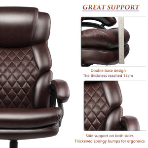 English Elm 500lbs Capacity Executive Office Chair Wide Spring Seat Ergonomic Support for Big Tall Users W5201P418151