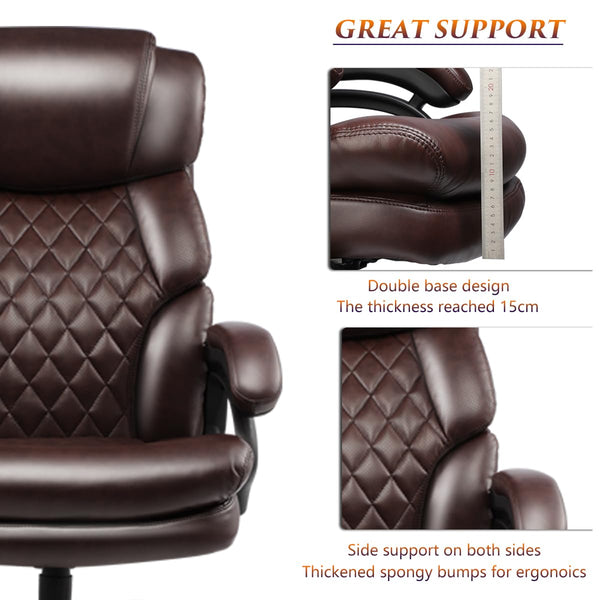 English Elm 500lbs Capacity Executive Office Chair Wide Spring Seat Ergonomic Support for Big Tall Users W5201P418151