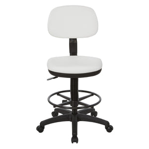 OSP Home Furnishings Sculptured Ergonomic Drafting Chair with Vinyl Upholstery for Studio and Lab Workspaces Dillon Snow DC517V-R101