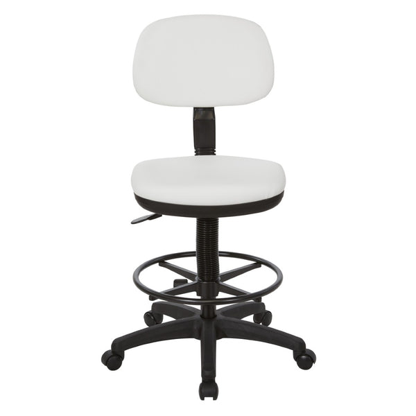 OSP Home Furnishings Sculptured Ergonomic Drafting Chair with Vinyl Upholstery for Studio and Lab Workspaces Dillon Snow DC517V-R101