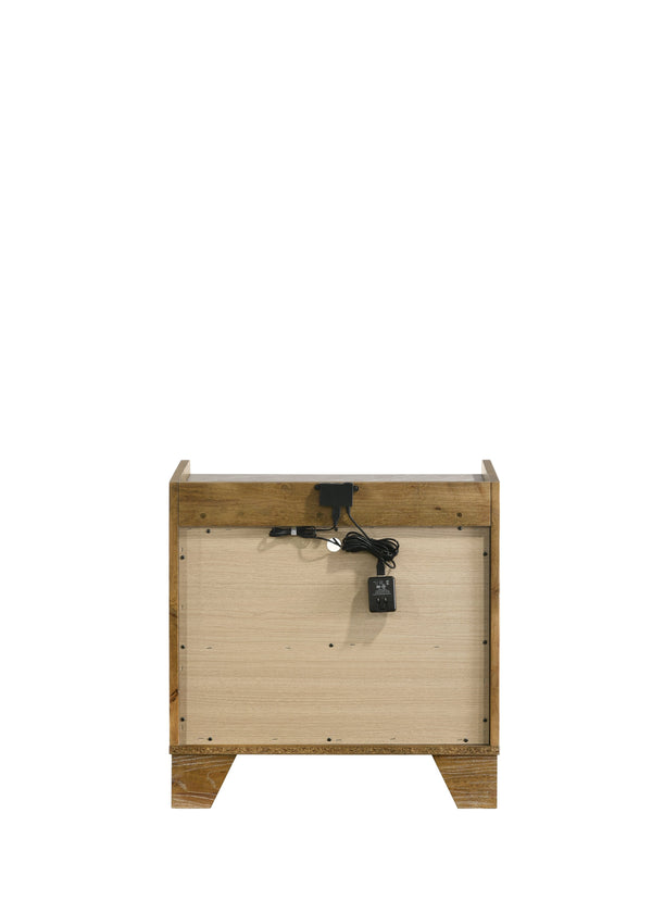 English Elm Garcia Aspen Brown Rubberwood Nightstand with Led Lighting and Usb Charging Port B2756P493476