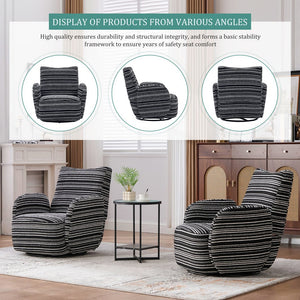 English Elm Modern Boucle 360° Swivel Leisure Chair with High‑Resilience Sponge, Supportive Curve, 550lb Capacity Black W395P355515
