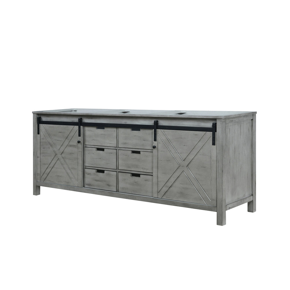 English Elm Ash Grey Double Bath Vanity - 84" W Modern Design With Ample Storage & Soft-Close Drawers B2731P260091
