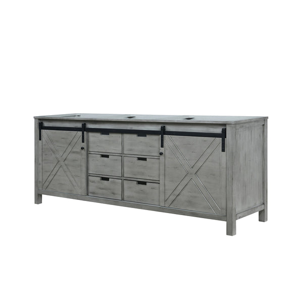 English Elm Ash Grey Double Bath Vanity - 84" W Modern Design With Ample Storage & Soft-Close Drawers B2731P260091