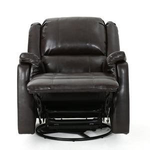 English Elm Christopher Knight Home® - Brown PU Glider Recliner Swivel Chair with Manual Recline, Compact Plush Seating for Small Spaces 61368.00PU