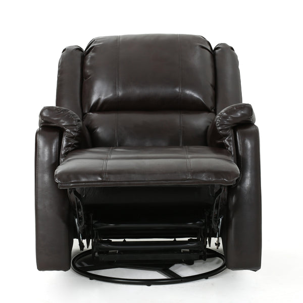 English Elm Christopher Knight Home® - Brown PU Glider Recliner Swivel Chair with Manual Recline, Compact Plush Seating for Small Spaces 61368.00PU