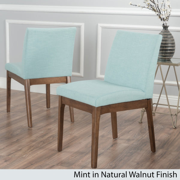 English Elm Dining Chair Set of Two Armless Upholstered Seats with Rubberwood Legs Modern Style Mint 58924.00MNT