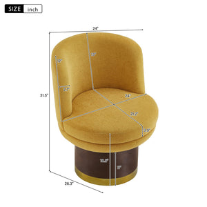 English Elm 360°swivel Chenille Barrel Chair Mid-century Round Seat for Living Room or Bedroom N763P331762L
