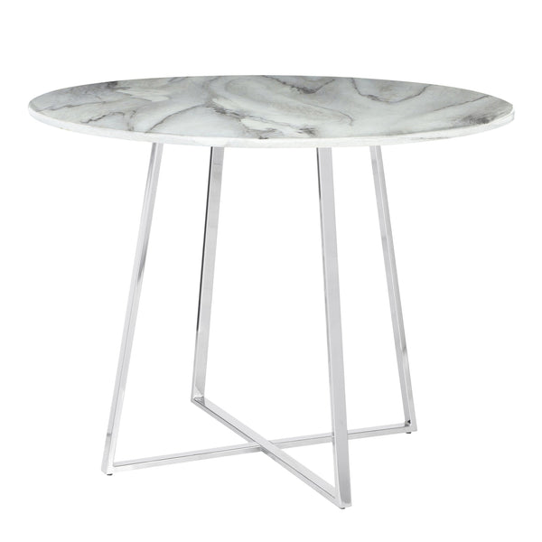 English Elm Cosmo Glam Dining Table With White Marble Top & Chrome Base - Modern Elegance For Your Home B202S01110