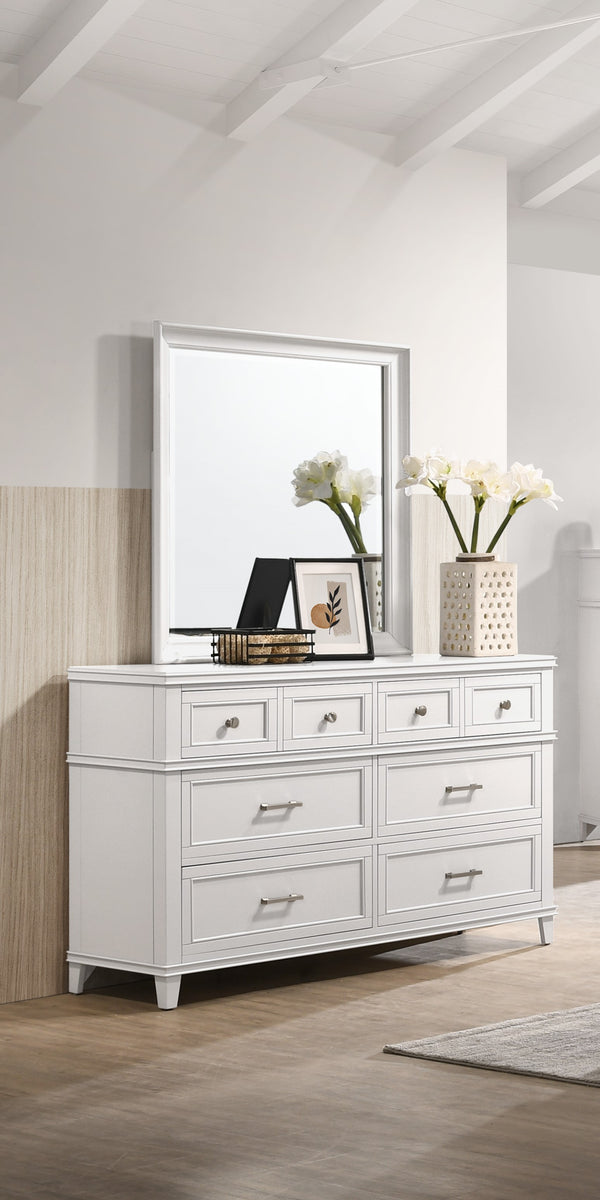 English Elm White 6 Drawer Dresser with Solid Wood & MDF, Transitional Design, Custom Hardware, Ample Storage B2699P236712