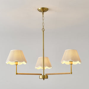 English Elm 3-light Gold Rope Wrapped Chandelier with Fabric Shades for Dining and Living Rooms W5008P391554