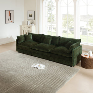 English Elm Mid-century Modern Chenille Sofa Solid Wood Frame Foam Cushions Living Room Seating W714S00462