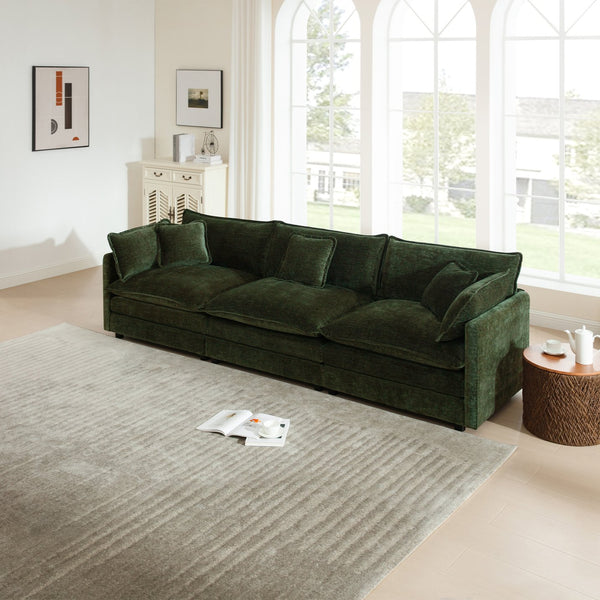 English Elm Mid-century Modern Chenille Sofa Solid Wood Frame Foam Cushions Living Room Seating W714S00462