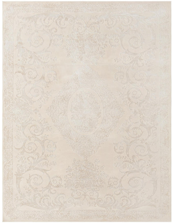 Unique Loom Finsbury Diana Machine Made Botanical Rug Ivory, Beige 9' 0" x 12' 0"