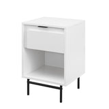 English Elm Walker Edison - Modern Metal And Wood 1-Drawer Nightstand – Solid White