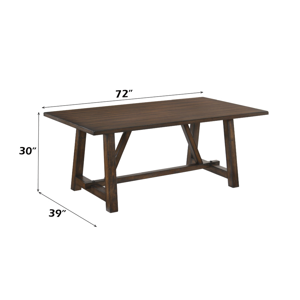 English Elm Kaelyn Dark Oak Rectangular Dining Table with Trestle Base, Rubberwood & Oak Veneer, 100lb Limit B2726P359112