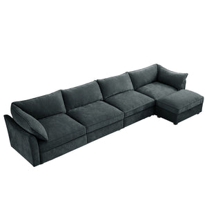 English Elm L-Shaped4Seatersectional Sofa - Modern Chenille Couch With Movable Ottoman & Hidden Storage Solutions W3041S00200