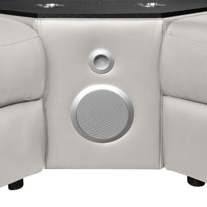 English Elm Nova Entertainment Sectional Sofa with Led Bar Fridge Console and Bluetooth Speaker Gray B009S02167