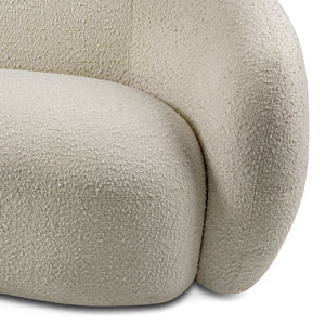 English Elm Sherri 89-inch Sofa with Curved Mid-Century Bouclé Upholstery, Durable Frame, Spacious Seating Cream B136P364318