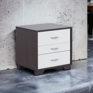 English Elm Eloy Contemporary White & Black Accent Table with 3 Drawers, MDF Construction, 40lb Top Capacity B2726P287564