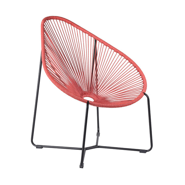English Elm Lirren Steel Papasan Lounge Chair with Woven Rope Seat, Indoor/Outdoor Durable Design, No Assembly Required Red B2736P354304