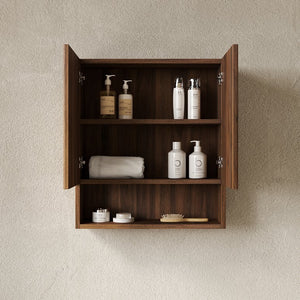 English Elm Tobi Oak Woodgrain Wall Mounted Bathroom Cabinet with Soft Close Doors Open Shelf W2615P376542