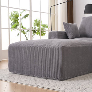 English Elm Boneless 113" U-Shaped Cloud Sectional Sofa — Plush Corduroy Full-Foam Modular Sleeper with Ottomans Gray W3401P346170