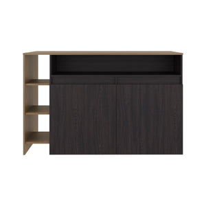 English Elm Elgin Two-tone Kitchen Bar Counter with Open Shelving and Concealed Cabinet Storage B097S00254