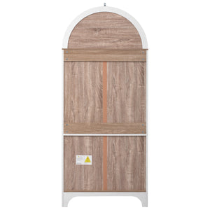 English Elm K&k Arched Farmhouse Pantry Cabinet Glass Doors Hidden Drawer Two Tone Kitchen Storage White N707S288969W